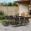 Image de vidaXL Ensemble à manger de jardin 11pcs avec coussins gris poly rotin