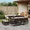 Image de vidaXL Ensemble à manger de jardin et coussins 11 pcs marron rotin