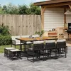 Image de vidaXL Ensemble à manger de jardin 11 pcs coussins noir résine tressée
