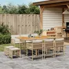 Image de vidaXL Ensemble à manger de jardin et coussins 11 pcs beige poly rotin