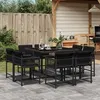 Image de vidaXL Ensemble à manger de jardin 9pcs coussins noir résine tressée