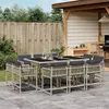 Image de vidaXL Ensemble Ã  manger de jardin 11pcs avec coussins gris poly rotin