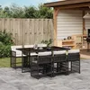 Image de Vidaxl Ensemble Ã Manger De Jardin Coussins 7pcs Noir RÃ©sine TressÃ©e
