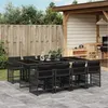 Image de vidaXL Ensemble à manger de jardin 9pcs coussins noir résine tressée