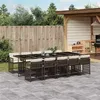 Image de vidaXL Ensemble à manger de jardin et coussins 11 pcs marron rotin