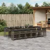 Image de Vidaxl Ensemble Ã Manger De Jardin Coussins 13 Pcs Gris RÃ©sine TressÃ©e