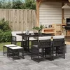 Image de Vidaxl Ensemble Ã Manger De Jardin 9pcs Coussins Noir RÃ©sine TressÃ©e