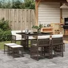 Image de Vidaxl Ensemble Ã Manger De Jardin Et Coussins 9 Pcs Marron Poly Rotin