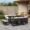 Image de vidaXL Ensemble à manger de jardin 11 pcs coussins noir résine tressée