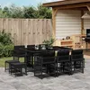 Image de vidaXL Ensemble à manger de jardin 11 pcs coussins noir résine tressée
