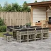 Image de vidaXL Ensemble Ã  manger de jardin et coussins 13 pcs gris clair rotin