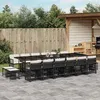 Image de vidaXL Ensemble à manger de jardin 17 pcs coussins noir résine tressée