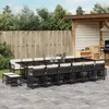 Image de Vidaxl Ensemble Ã Manger De Jardin 17 Pcs Coussins Noir RÃ©sine TressÃ©e