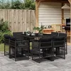 Image de vidaXL Ensemble à manger de jardin 9pcs coussins noir résine tressée