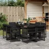 Image de Vidaxl Ensemble Ã Manger De Jardin 9pcs Coussins Noir RÃ©sine TressÃ©e