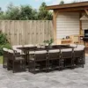 Image de vidaXL Ensemble à manger de jardin avec coussins 13 pcs marron rotin