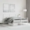Image de vidaXL Cadre de lit métal sans matelas et pied de lit blanc 140x190 cm