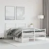 Image de vidaXL Cadre de lit métal avec tête de lit/pied de lit blanc 140x200cm