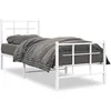 Image de vidaXL Cadre de lit mÃ©tal sans matelas avec pied de lit blanc 75x190cm