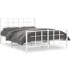Image de vidaXL Cadre de lit mÃ©tal sans matelas et pied de lit blanc 135x190 cm