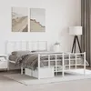 Image de vidaXL Cadre de lit métal avec tête de lit/pied de lit blanc 140x190cm