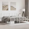 Image de vidaXL Cadre de lit métal avec tête de lit/pied de lit blanc 193x203cm