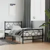 Image de vidaXL Cadre de lit métal sans matelas et pied de lit noir 100x200 cm