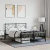 Image de vidaXL Cadre de lit métal sans matelas avec pied de lit noir 140x200cm