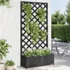 Image de vidaXL Jardinière avec treillis noir bois massif de sapin