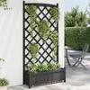 Image de vidaXL Jardinière avec treillis noir bois massif de sapin365493