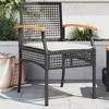 Image de vidaXL Chaises de jardin coussins lot de 2 noir résine tressée acacia366247