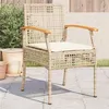 Image de vidaXL Chaises de jardin coussins lot de 4 beige résine tressée acacia366253
