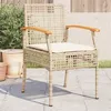 Image de vidaXL Vidaxl Chaises De Jardin Coussins Lot De 4 Beige Résine Tressée Acacia