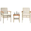 Image de vidaXL Vidaxl Ensemble De Bistro 3 Pcs Coussins Beige Résine Tressée Acacia
