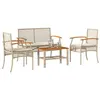 Image de vidaXL Salon de jardin avec coussins 4 pcs beige résine tressée366268