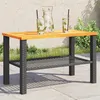 Image de Vidaxl Table De Jardin Noir 70x38x42 Cm RÃ©sine TressÃ©e Et Bois Acacia