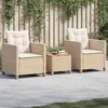 Image de vidaXL Vidaxl Ensemble De Bistro 3 Pcs Coussins Beige Résine Tressée Acacia
