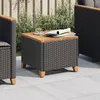 Image de Vidaxl Table De Jardin Noir 45x45x37 Cm RÃ©sine TressÃ©e Et Bois Acacia