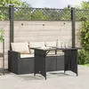 Image de Vidaxl Ensemble Ã Manger De Jardin Coussins 2pcs Noir RÃ©sine TressÃ©e
