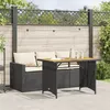 Image de Vidaxl Ensemble Ã Manger De Jardin Coussins 2pcs Noir RÃ©sine TressÃ©e