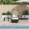 Image de vidaXL Vidaxl Chaise Longue Noir Et Crème Pe Rattan 157 X 55 X 92 Cm