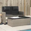 Image de vidaXL Vidaxl Banc Inclinable De Jardin Et Coussins Gris Clair Résine Tressée