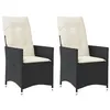 Image de vidaXL Chaises inclinables de jardin lot de 2 et coussins noir rotin365645