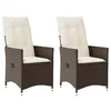Image de vidaXL Chaises inclinables de jardin lot de 2 et coussins marron rotin