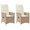 Image de vidaXL Chaises inclinables de jardin lot de 2 et coussins beige rotin365648