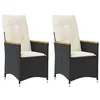 Image de vidaXL Chaises inclinables de jardin lot de 2 et coussins noir rotin365650