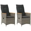 Image de vidaXL Chaises inclinables de jardin lot de 2 et coussins gris rotin365651