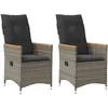 Image de vidaXL Vidaxl Chaises Inclinables De Jardin Lot De 2 Et Coussins Gris Rotin