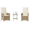 Image de vidaXL Ensemble de bistro 3 pcs avec coussins beige résine tressée365655