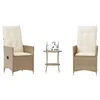 Image de Vidaxl Ensemble De Bistro 3 Pcs Avec Coussins Beige RÃ©sine TressÃ©e
